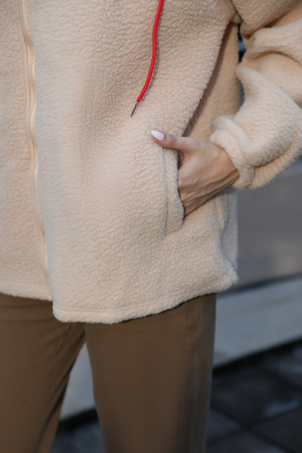 Cozy Fleece Jacket with Patch