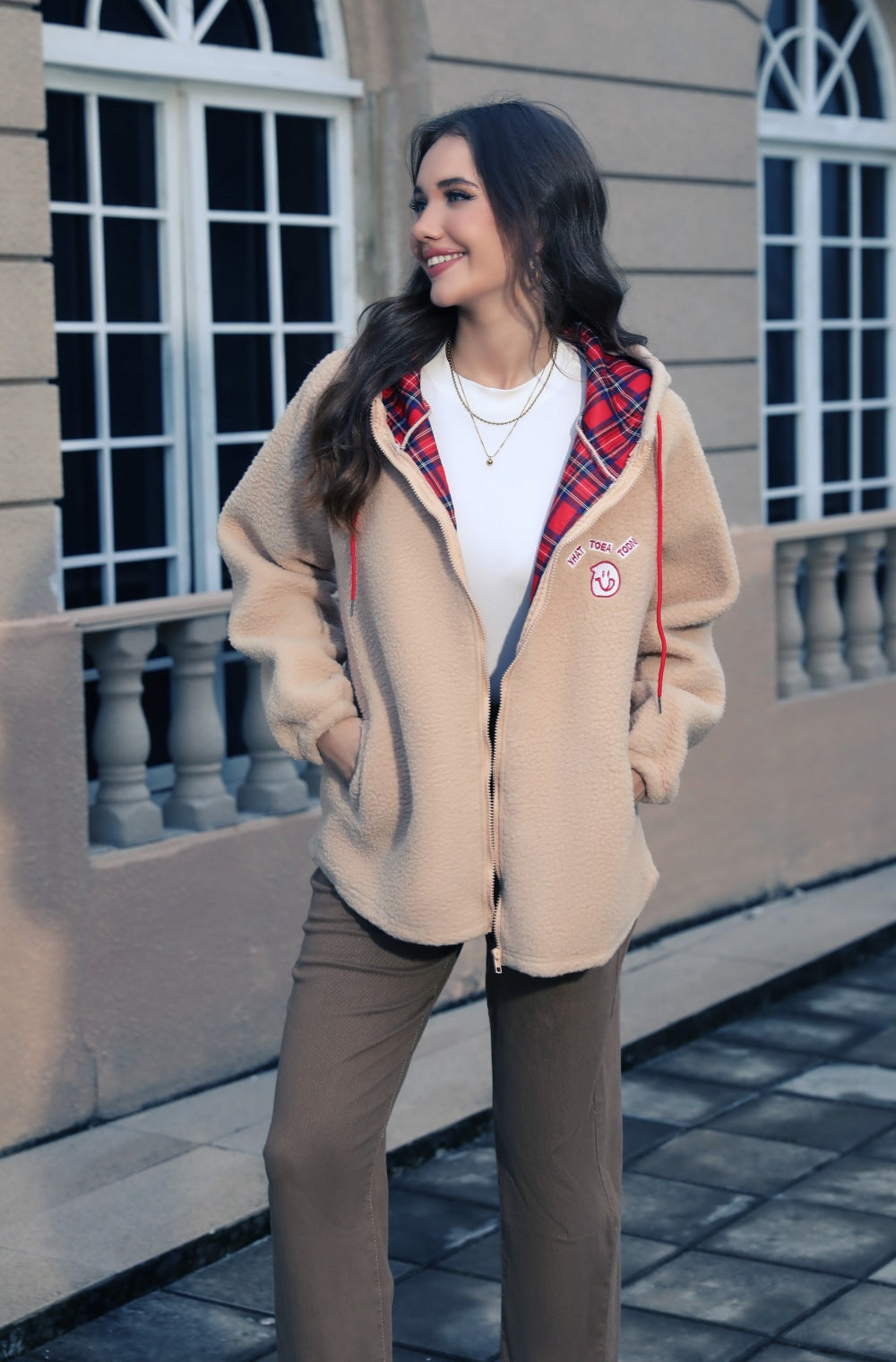 Cozy Fleece Jacket with Patch