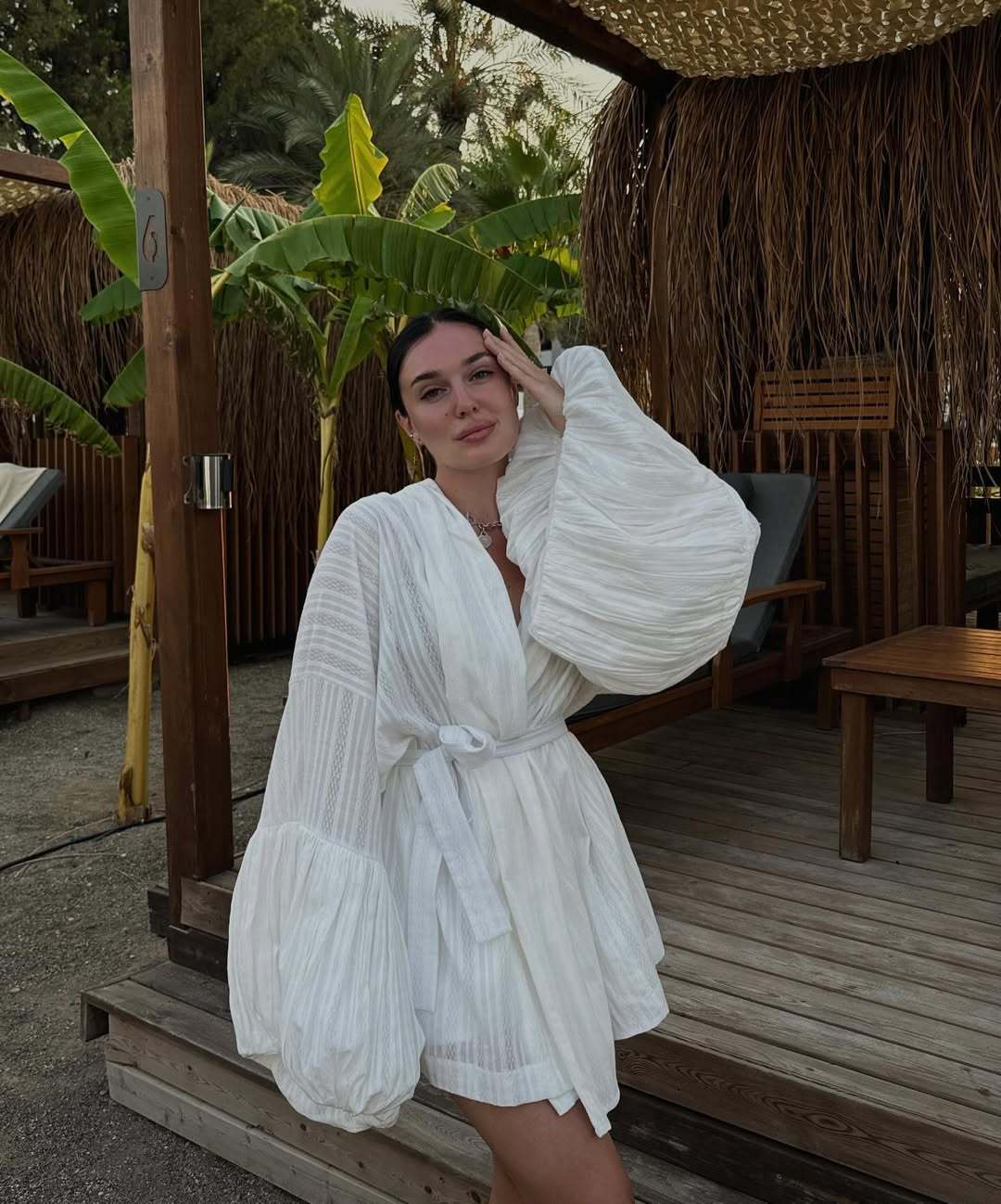 Elegant White Bohemian Tunic with Shorts