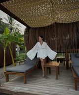 Elegant White Bohemian Tunic with Shorts