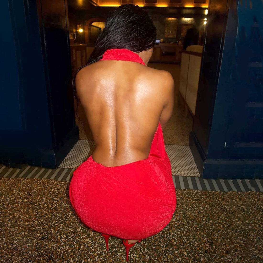 Drape Halter Maxi Dress