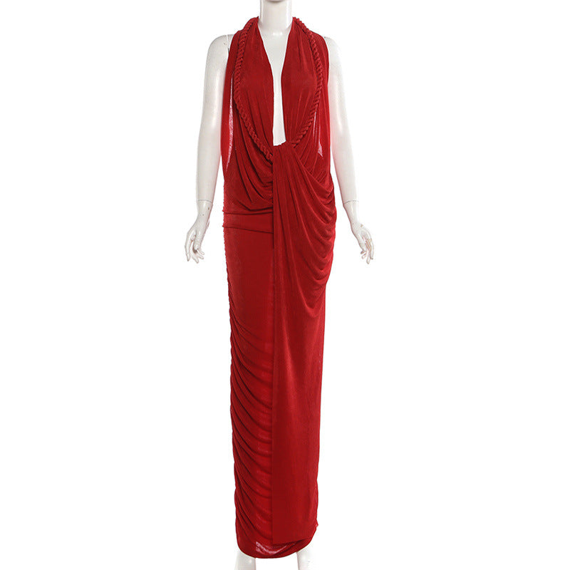 Drape Halter Maxi Dress