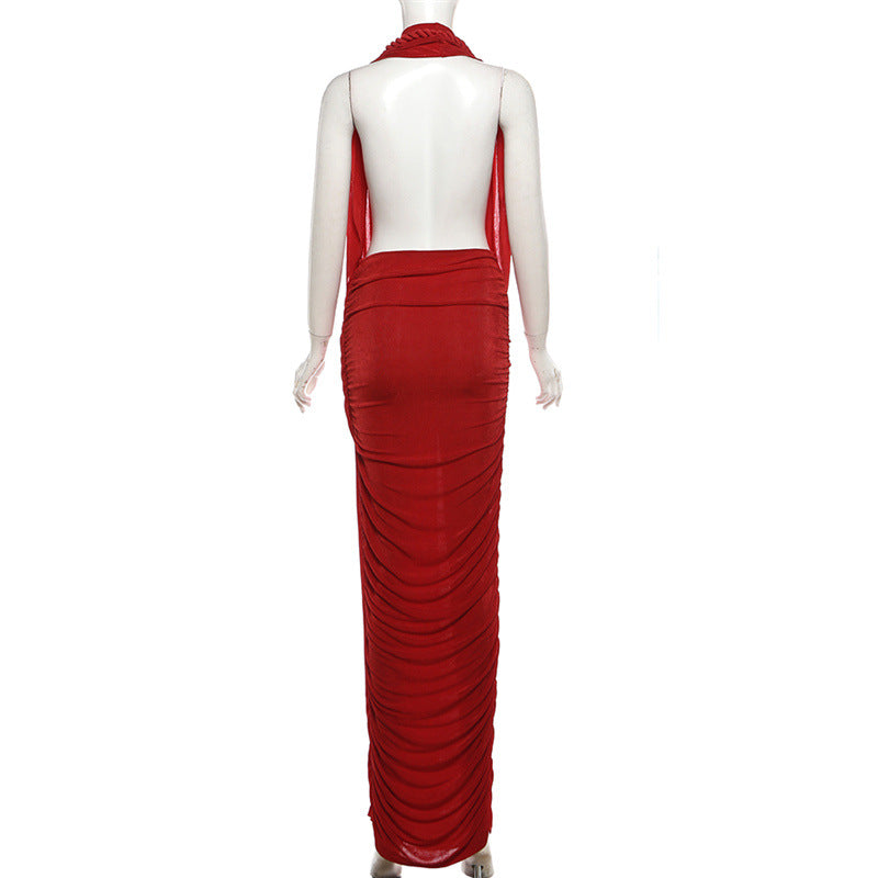 Drape Halter Maxi Dress