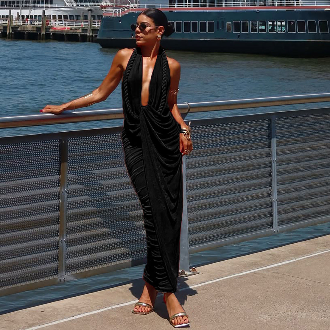 Drape Halter Maxi Dress