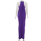 Elegant Purple Halter Maxi Dress