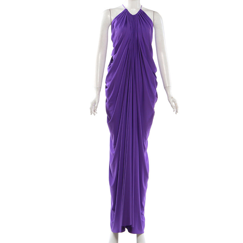 Elegant Purple Halter Maxi Dress