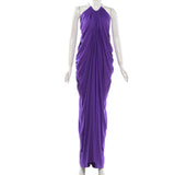 Elegant Purple Halter Maxi Dress