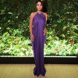 Elegant Purple Halter Maxi Dress