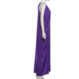 Elegant Purple Halter Maxi Dress