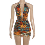 Vibrant Artistic Print Mini Dress