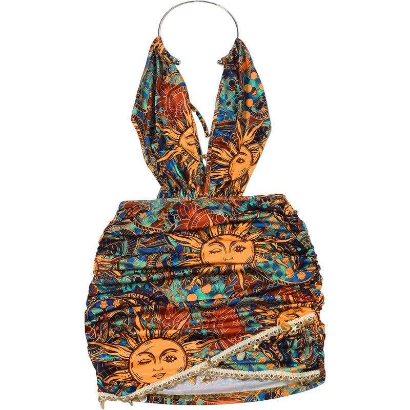 Vibrant Artistic Print Mini Dress