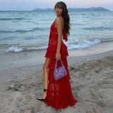 Cut-Out Maxi Dress with Layered Details