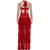 Cut-Out Maxi Dress with Layered Details