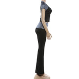 Cropped Top & Flared White Pants Set