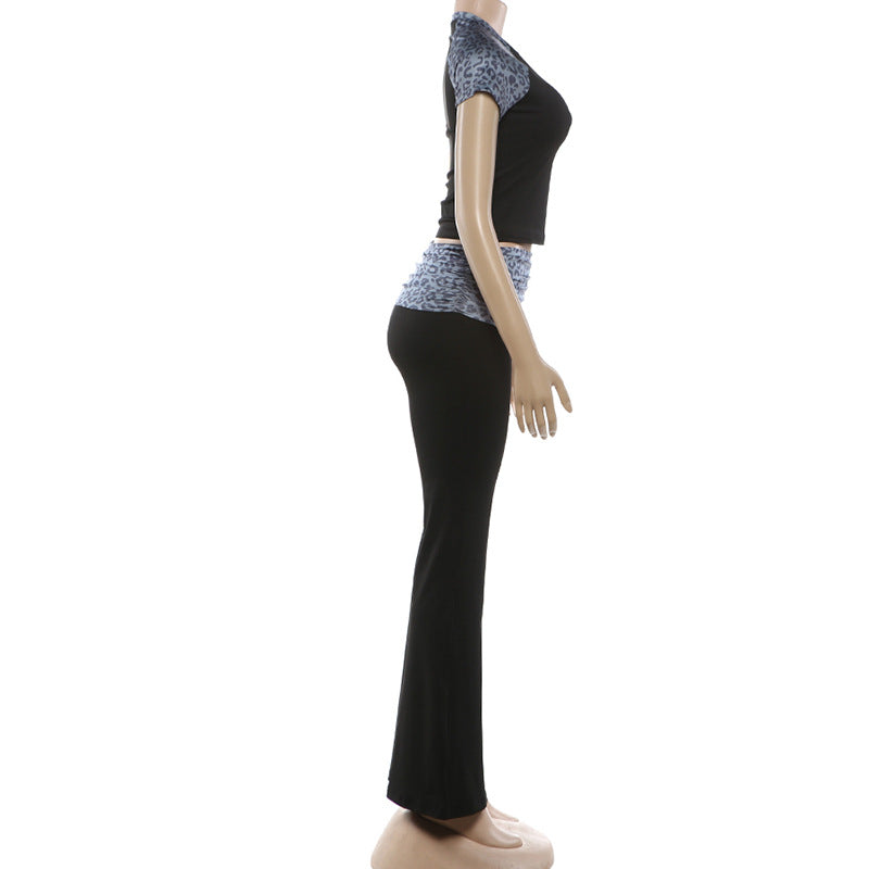 Cropped Top & Flared White Pants Set