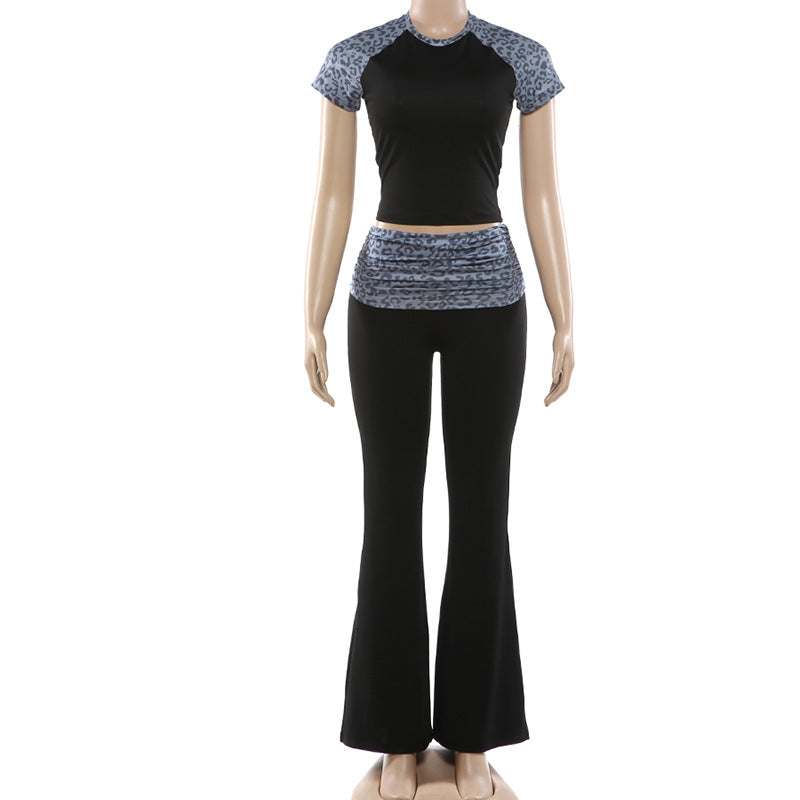 Cropped Top & Flared White Pants Set