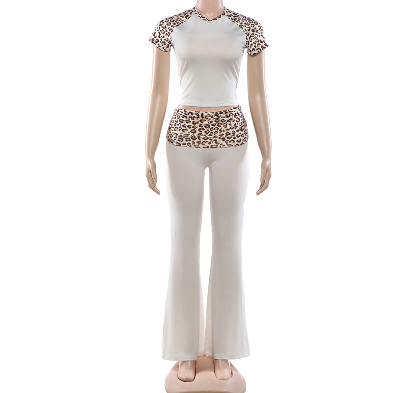 Cropped Top & Flared White Pants Set