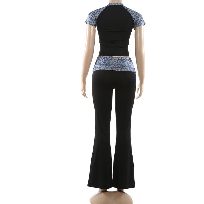 Cropped Top & Flared White Pants Set