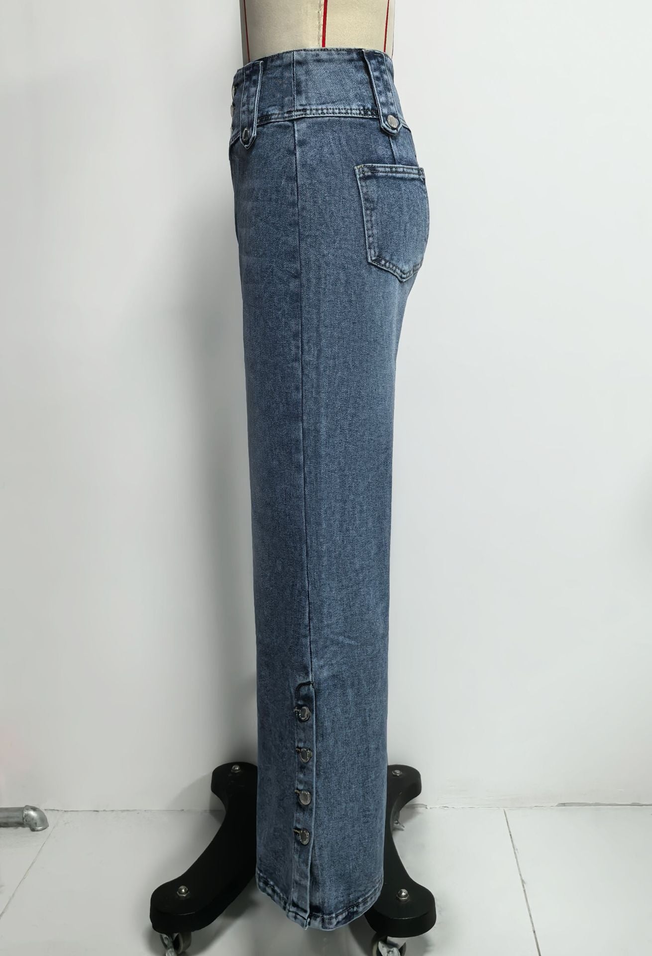 High-Waisted Wide-Leg  Denim Pants