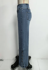 High-Waisted Wide-Leg  Denim Pants