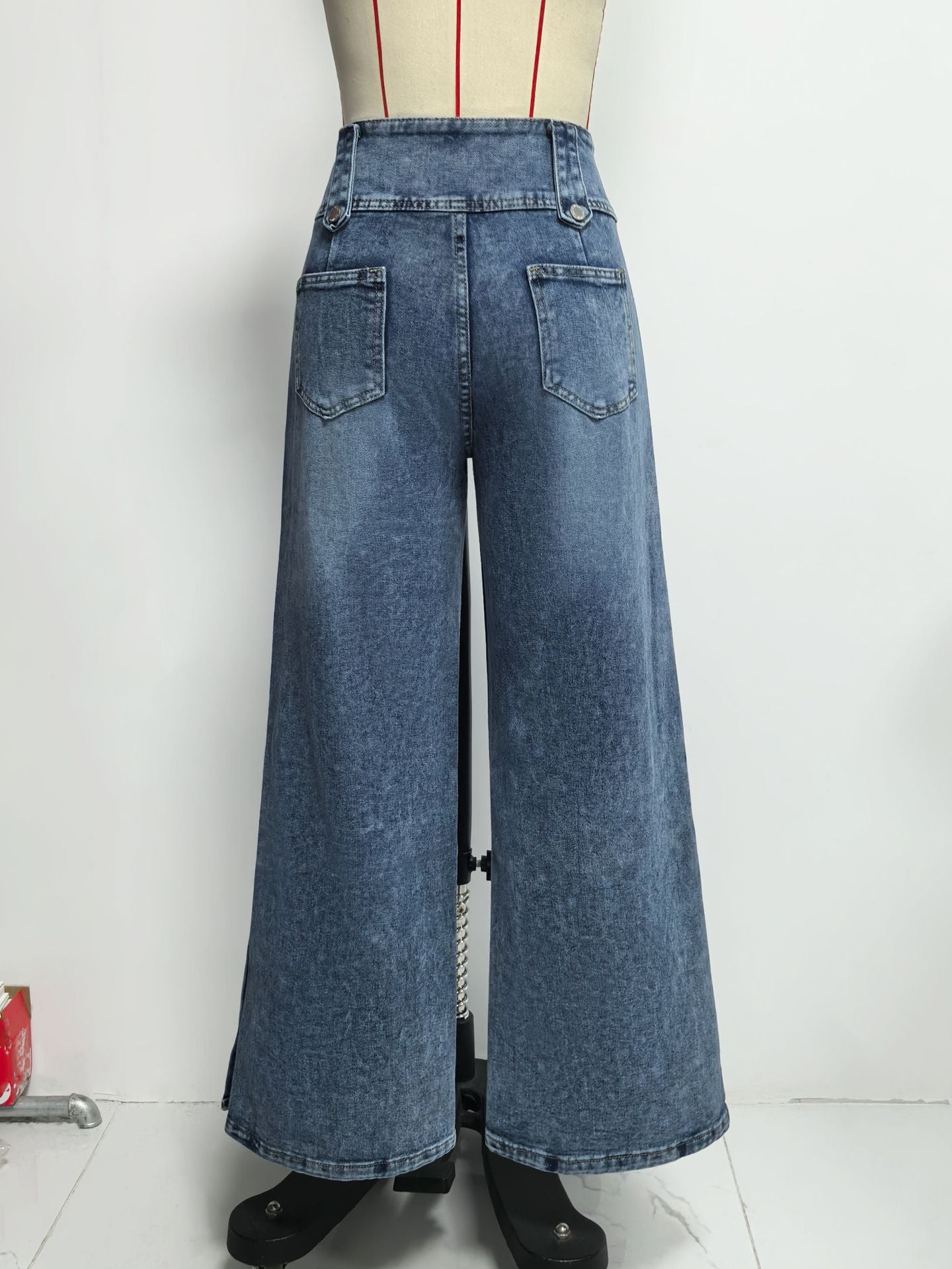 High-Waisted Wide-Leg  Denim Pants