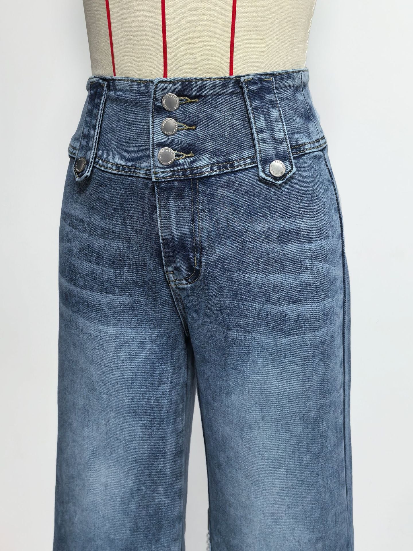 High-Waisted Wide-Leg  Denim Pants