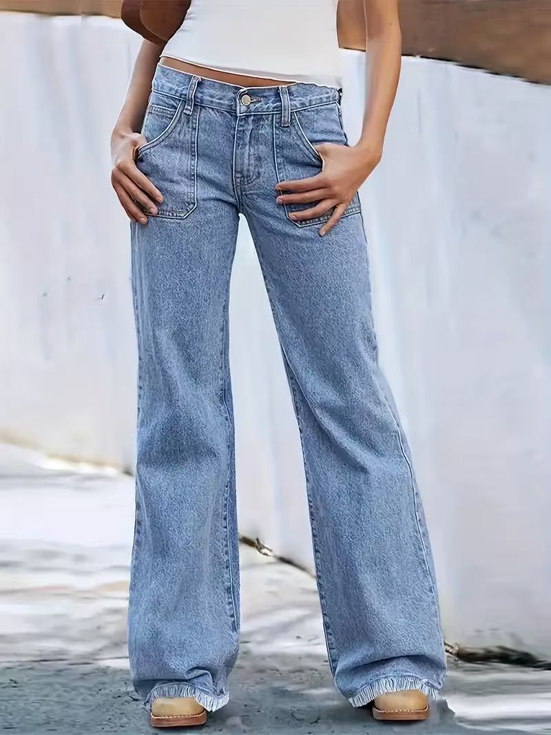 Relaxed Fit High-Waisted Wide-Leg Jeans