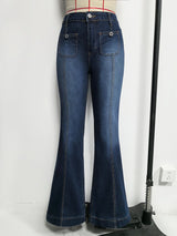 High-Waisted Flared Denim Pants