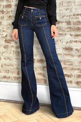 High-Waisted Flared Denim Pants