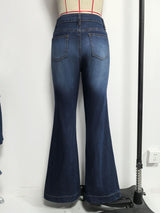 High-Waisted Flared Denim Pants
