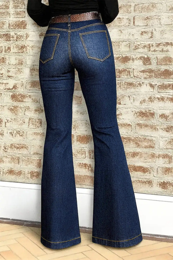 High-Waisted Flared Denim Pants