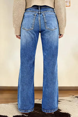 Classic High-Rise Wide-Leg Blue Jeans