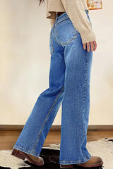 Classic High-Rise Wide-Leg Blue Jeans