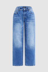 Classic High-Rise Wide-Leg Blue Jeans