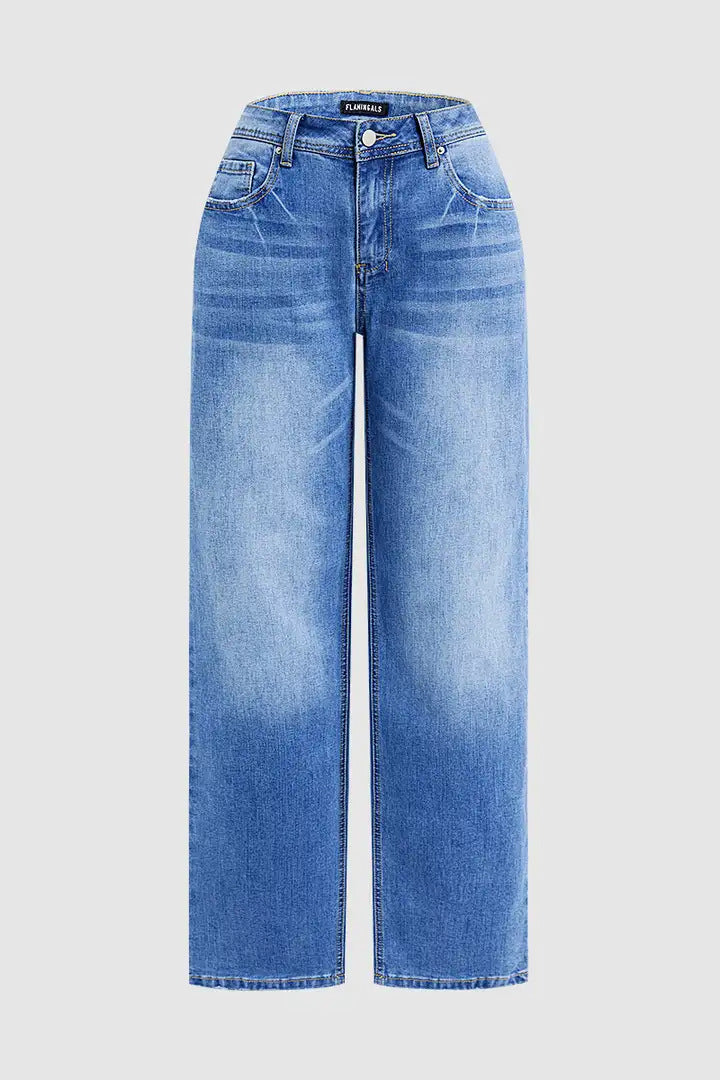 Classic High-Rise Wide-Leg Blue Jeans