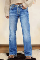 Classic High-Rise Wide-Leg Blue Jeans