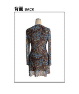 Floral Leopard Print Sheer Dress