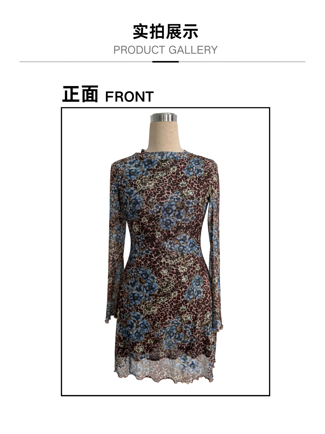 Floral Leopard Print Sheer Dress