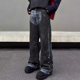 Distressed Wide-Leg Denim Jeans