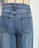 Relaxed Fit Wide-Leg Distressed Jeans