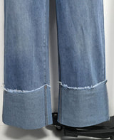 Relaxed Fit Wide-Leg Distressed Jeans