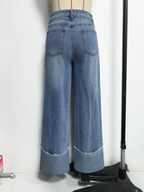 Relaxed Fit Wide-Leg Distressed Jeans