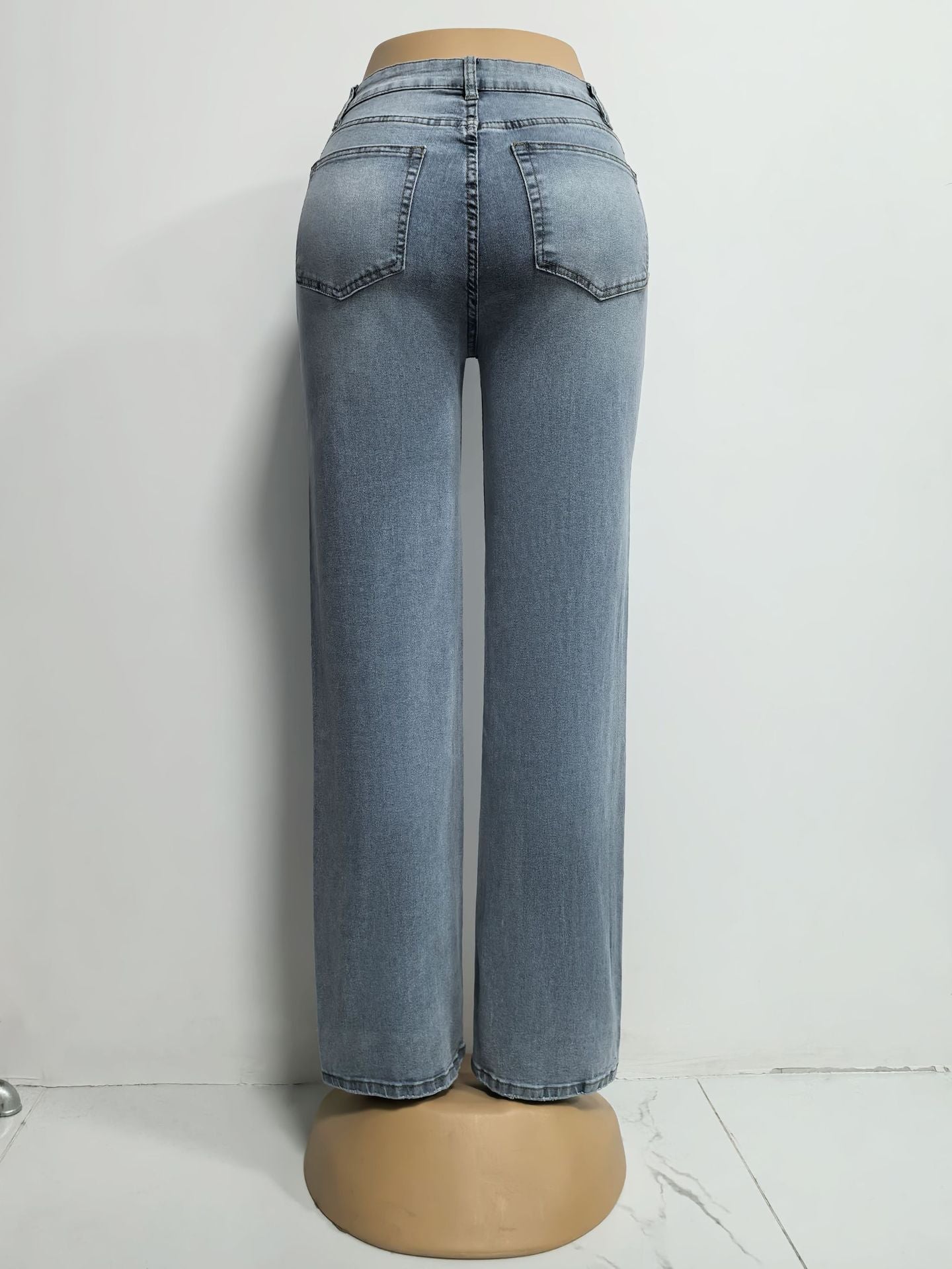 High-Waisted Wide-Leg Light Wash Jeans