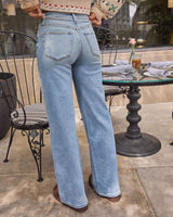 High-Waisted Wide-Leg Light Wash Jeans