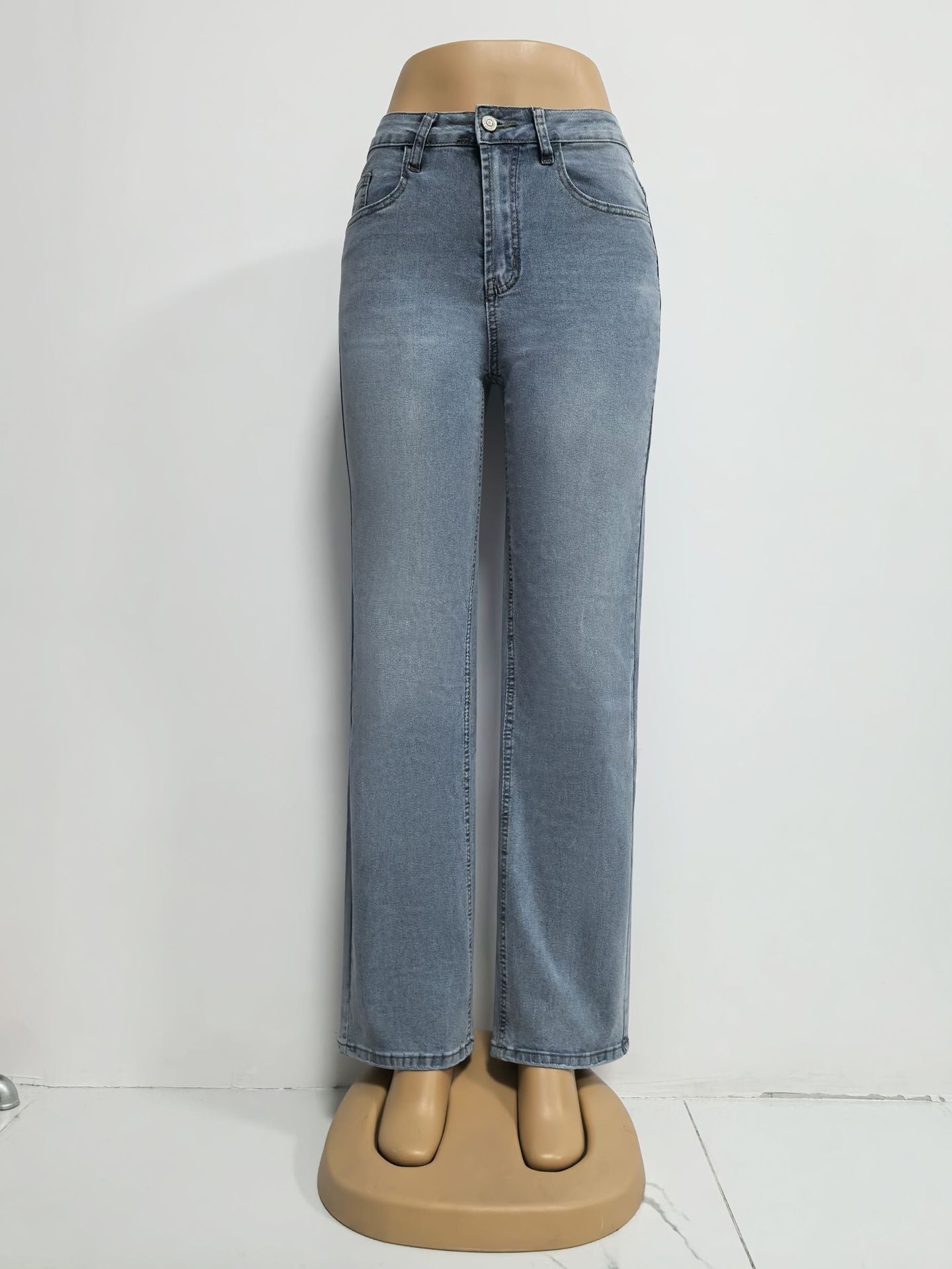 High-Waisted Wide-Leg Light Wash Jeans