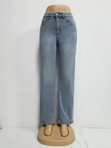 High-Waisted Wide-Leg Light Wash Jeans