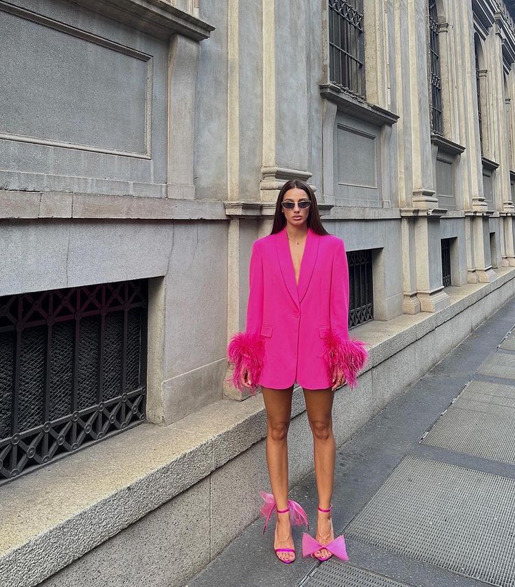 Chic Blazer with Feathered Cuffs