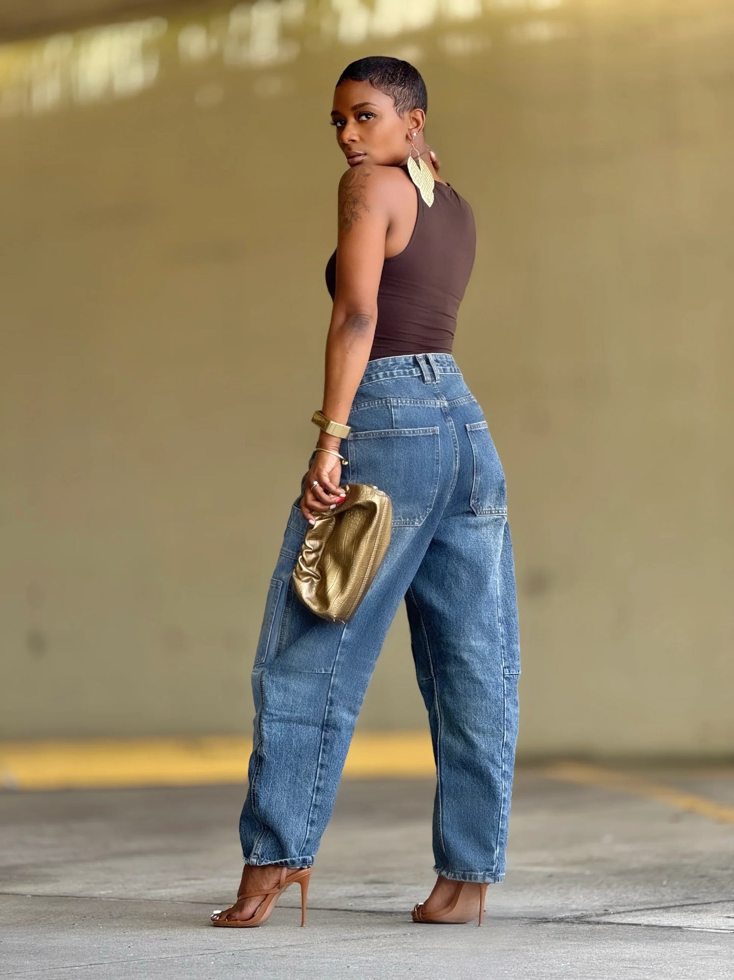 Colorblock Patchwork Cargo Jeans