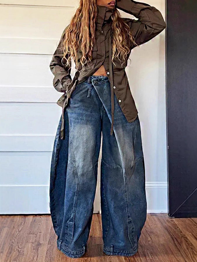 Oversized Baggy Denim Cargo Pants