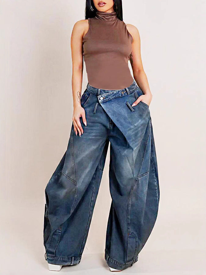 Oversized Baggy Denim Cargo Pants